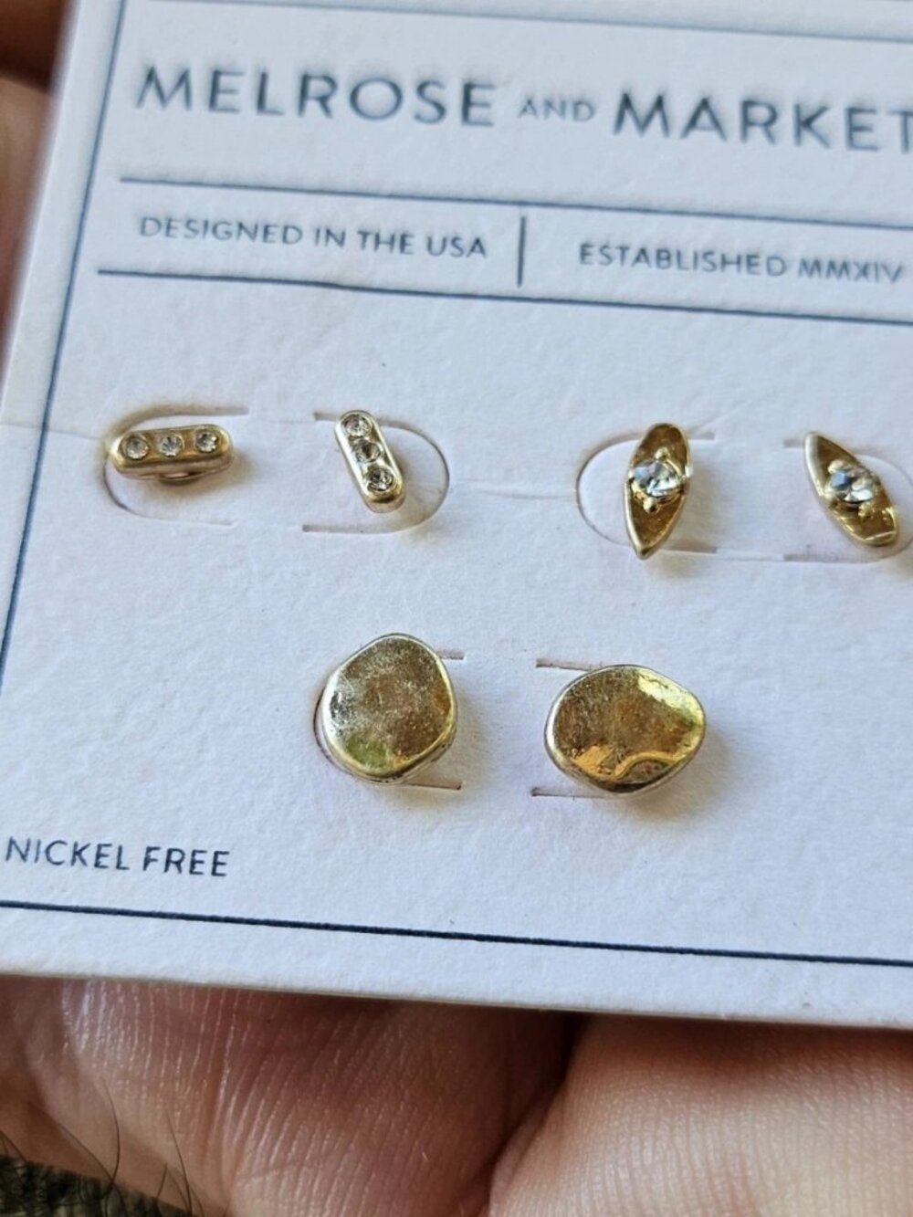 Melrose And Market Earrings Stud Fashion Ear Jewelry Set of 3 Earrings NWT - Picture 9 of 11